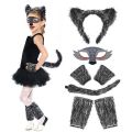 Wolf Ear Headband Tail Skirt Mask Suit Wolf Cosplay Costumes for Children Girls Ladies Birthday Gift Halloween Animal Dress Up. 
