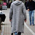 Men Loose Long Cardigan Solid Color Long Sleeve Hooded Open Front Hoodies Sweaters Fall Winter Knitted Coats with Pockets.