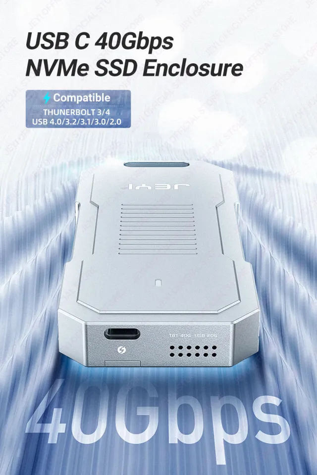 JEYI 40Gbps NVMe Enclosure, Aluminum Type C USB 2280 SSD