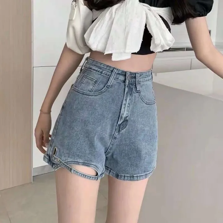Big%20size%20chubby%20little%20sister%20high%20waisted%20denim%20shorts%20for%20women's%20summer%20new%20design%20sense%20niche%20slimming%20A%20line%20wide%20leg%20hot%20pants%20-%20Image%203