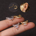 1Pc New Fashion Stainless Steel Earrings Cubic Zircon Ear Ring Piercing Jewelry. 