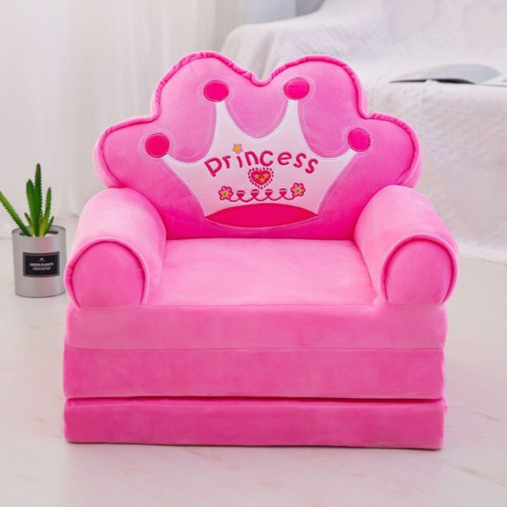 Pink Princess Foldable Plush Sofa Bed For Children Sleep and Play time for kids