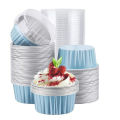 【NEW】 10Pcs 125ML Aluminum Foil Round Shaped Cupcake Cup with Lids Creme Containers Dounp. 