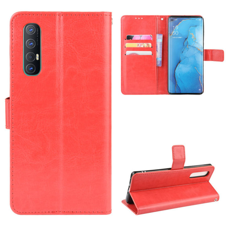 Case For Oppo Reno3 Pro 4G Casing Flip Leather Card Case + Tpu Silicone Back Cover Soft Phone Case