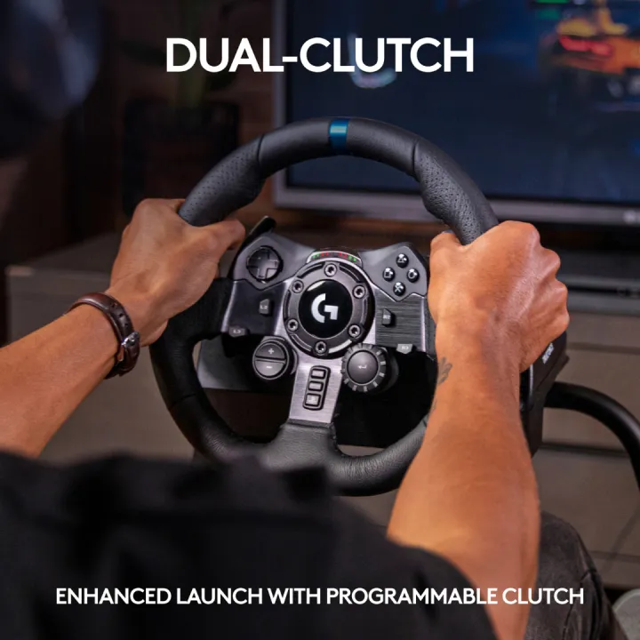 Logitech%20G923%20Racing%20Wheel%20and%20Pedals,%20TRUEFORCE%20Feedback,%20Responsive%20Driving%20Design,%20Dual%20Clutch%20Launch%20Control,%20Genuine%20Leather%20Steering%20Wheel%20Cover,%20for%20PS5,%20PS4,%20PC,%20Mac%20-%20Image%204