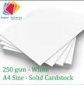 250 gsm A4 Size Solid cardstock Matte White Paper - 100 Sheet Bundle. 