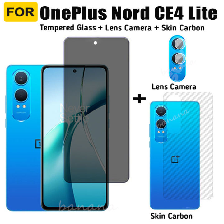 OnePlus Nord CE4 Lite Anti-Spy Tempered Glass for OnePlus Nord CE3 Lite Nothing Phone 2A Phone 1 Phone 2 Privacy Screen Protector 3 in 1 Carbon Fiber Film and Camera Protector
