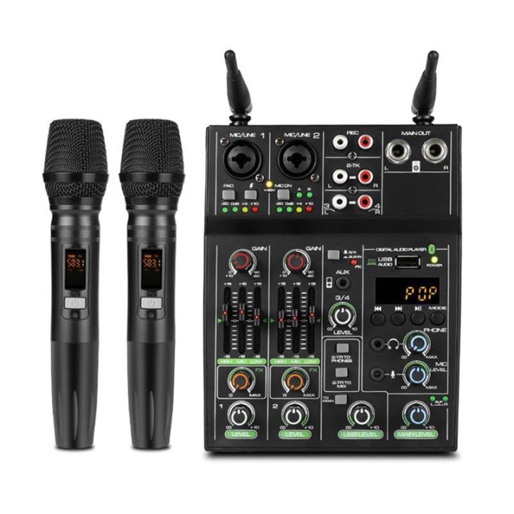 USB Bluetooth Reverb Microphone 4 Channel Audio Mixer Console for DJ PC ...