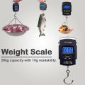 Electronic Portable Weight LCD Digital Scale 50 kg Capacity With Hanging Hook, Accuracy 5g/10g, Hanging Digital Weight Machine for Luggage, Cylinders, Fishing Hunting & Any Others Household Item (BLACK COLOR BODY AND BLUE DISPLAY). 
