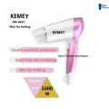 Kemey KM 6833 Cool and Hot Electric Foldable Hair Dryer for Women. 