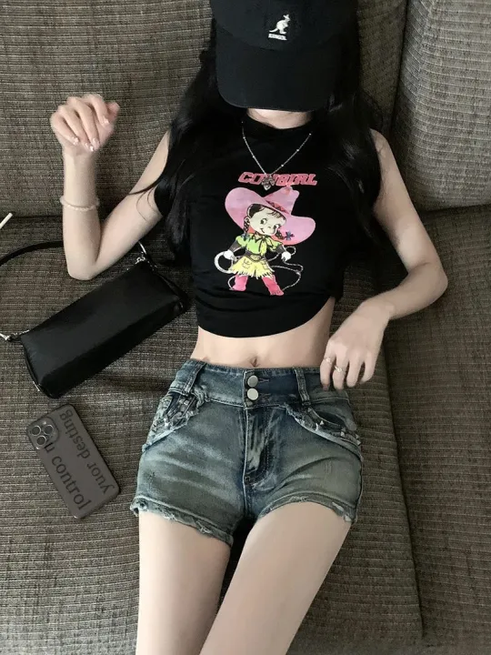 American%20Hot%20Girl%20Liu%20Ding%20Low%20Waist%20Denim%20Super%20Short%20Shorts%20Women's%20Summer%20New%20Slim%20Slimming%20Sheath%20Hot%20PantsinsTide%20-%20Image%208