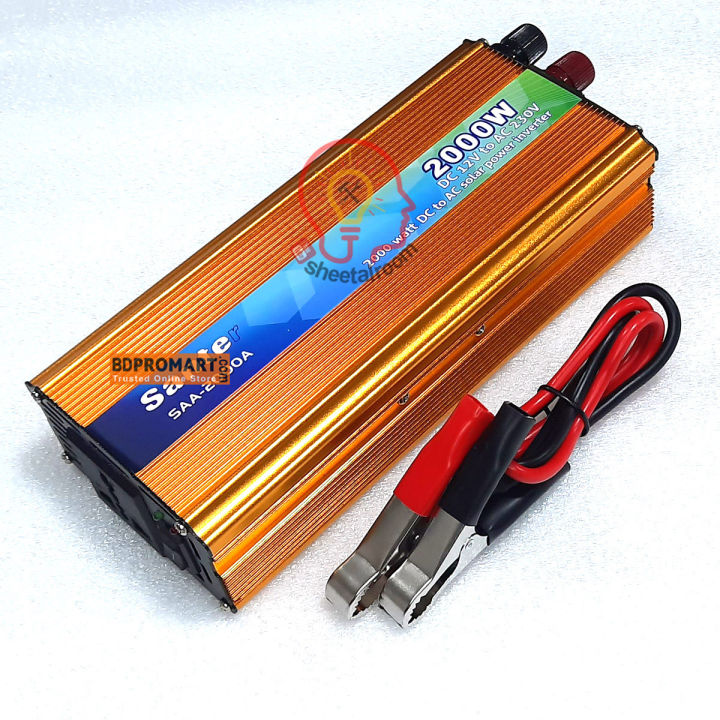 Power Inverter 2000W DC 12v to AC 220v Portable Car Power Inverter 2000W Solar Inverter Convert Modified Sine Wave Voltage (Real Output 900w)