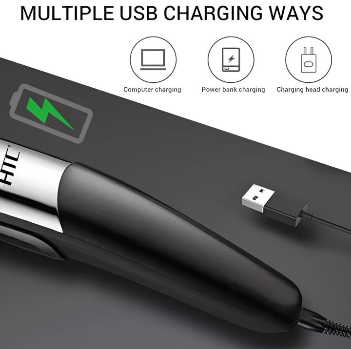 HTC%20AT-525%20Professional%20Hair%20Clipper%20with%204%20Length%20Settings,%20Hair%20Trimmer%20self-Sharpening%20Steel%20Blades,%20Easily%20use,%20,%20Black%20-%20Image%206