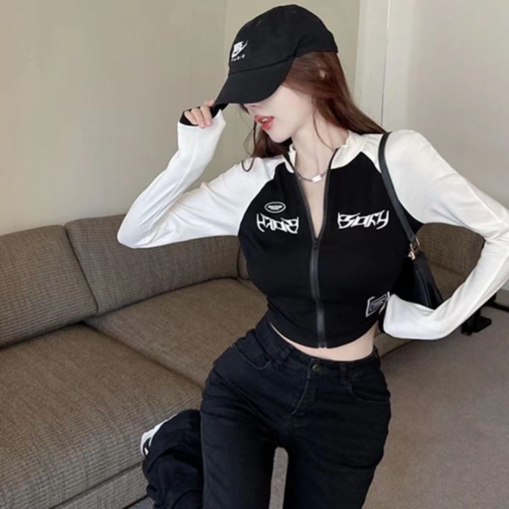 Y2K%20Vintage%20T-shirt%20Women%20Spring%20O%20Neck%20Long%20Sleeve%20Crop%20Top%20Korean%20Fashion%20Vintage%20High%20Street%20Zip%20Up%20Skinny%20Tees%20Streetwear%20-%20Image%207