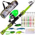 PROBEROS Offshore Angling Gear Suit Retractable Fishing Rod Fishing Reel Fishing Tools Kit - blue. 