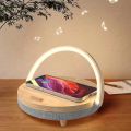 Wireless Charger Bluetooth Speaker Wooden Table Lamp High Power Mobile Phone Stand for IPhone 13 Wireless Charger Lamp Speaker.