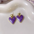 Super fairy purple stud earrings clip women's 2024 new light luxury niche lavender earrings temperament and versatile earrings. 