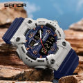 SANDA 6181 Dual Display Men Watches Waterproof Sports Watch Military Man Alarm Stopwatch Quartz Wristwatch Male Digital Clock.