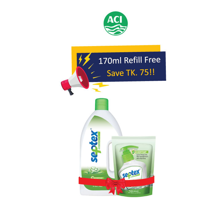 Septex Everyday Antiseptic Handwash 1000ml Buy 1 Get 170ml HW free