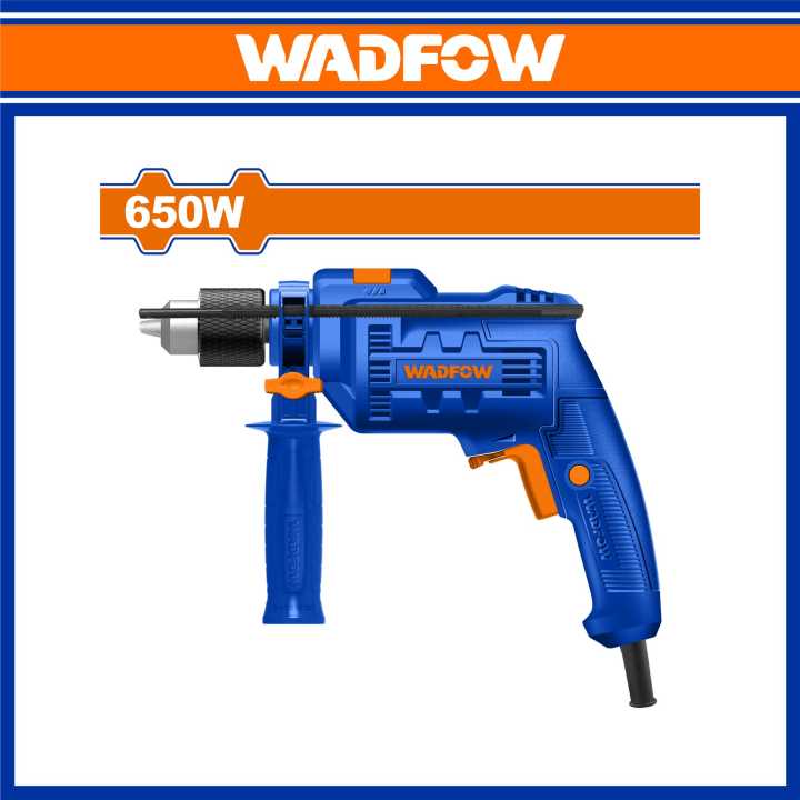WADFOW Impact Drill, 650W, 3000RPM, Variable Speed, Powerful motor, Side Handle, Depth Gauge,Forward Reverse WMD15651