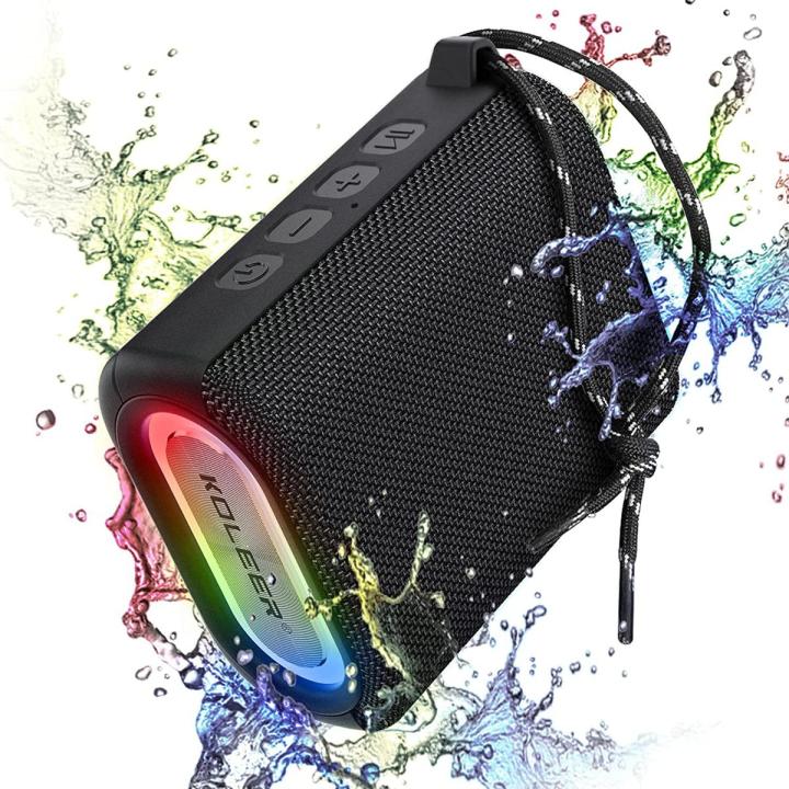 Koleer Speakers Bluetooth Wireless, IPX7 Waterproof Portable Bluetooth Speaker with Lights, 10W Clear Stereo, 30H Playtime, Bluetooth5.0,, TWS Pairing, FM/AUX/USB/TF, for Party Outdoor