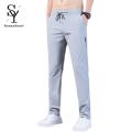 Sunnyheart Men Trousers Mid Waist Lace-up Mid Rise Working Pants. 
