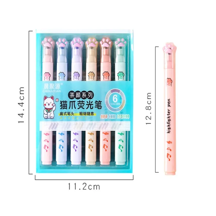 6Pcs/Set%20Cartoon%20Cat%20Paw%20Highlighter%20Pen%20Kawaii%20Cute%20Marker%20Pens%20for%20Student%20Art%20Colored%20Fluorescent%20Marker%20School%20Supplies%20-%20Image%206