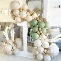 White Sand Beige Balloon Garland Kit Organic Green Balloons Arch Set Bridal Shower Baby 1st Birthday Decoration Wedding.
