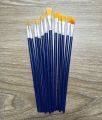 Paint Brush Wooden Round-6 & Flat-6, Novelty Artist Brush Set of 12 Pieces Blue. 