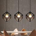 Modern iron pendant lamp black retro industrial square lamp (Bulb not Included) 1Pcs. 