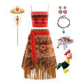 Costume iana children's Va dress children princess girl costume Moana dress with necklace Halloween costume party baby. 