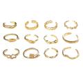 Fashion Foot Leg Beach Geometric Open Barefoot Finger Rings Cute Heart Feather Toe Rings Women Jewelry 12pcs/set.