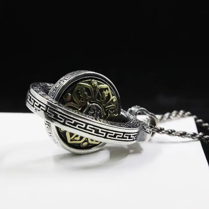Retro%20Heart%20Sutra%20Six-Character%20Mantra%20Nine%20Palace%20Bagua%20Rotatable%20Men's%20Necklace%20Personality%20Domineering%20Trend%20Pendant%20Pendant%20-%20Image%203
