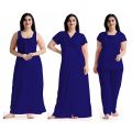 Women 4 Part Comfortable Long Solid Night Dress for Comfortable Nighty Set -Maxi.