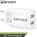 LENCENT EU Plug 2 Port USB Wall Charger 12W/2.4A Mobile Charger with Auto-ID technology, European Multiport Plug. 