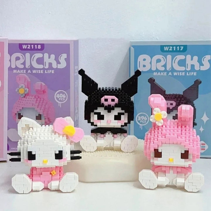 Hello%20Kitty%20Building%20Block%20Sanrio%20Anime%20Figure%20Kuromi%20Assembled%20Toys%20Decorative%20Ornament%20Model%20My%20Melody%20Children's%20Puzzle%20Gifts%20-%20Image%202