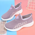 2024 spring new women's shoes light soft soles casual single shoes one foot slip shoes for middle-aged and elderly mothers comfortable walking shoes. 