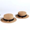 2022 simple Summer Parent-child Beach Hat Female Casual Panama Hat Lady Brand Women Flat brim Bowknot Straw cap girls Sun Hat. 