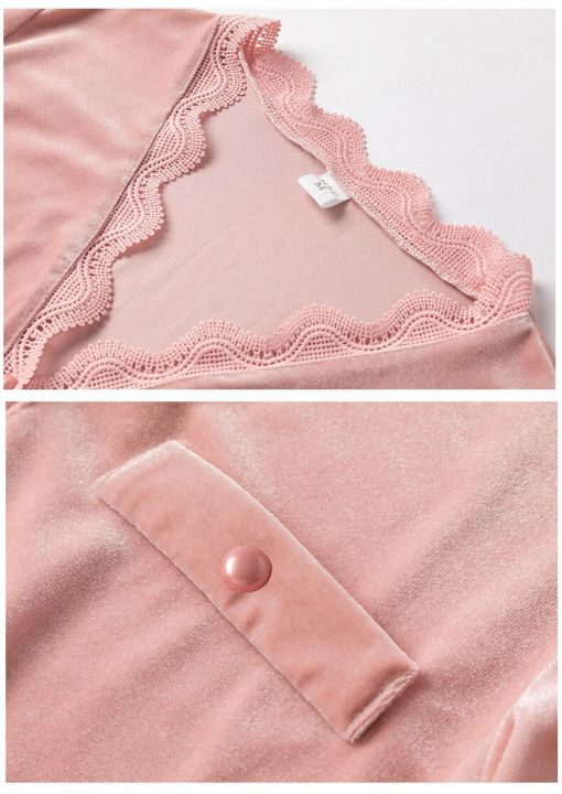 Velvet%20Pajamas%20Women%20Autumn%20Winter%20Sleepwear%20Long%20Sleeve%20Casual%20Nightwear%20Pyjamas%20Suit%20Loose%20Home%20Clothes%20Lace%20Trim%20Sleep%20Set%20-%20Image%207