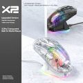 Attack Shark X2 Pro Wireless Bluetooth Mouse 2.4G TYPE C Desktop Cool Transparent RGB Mouse With Magnetic Charging Stand For PC.