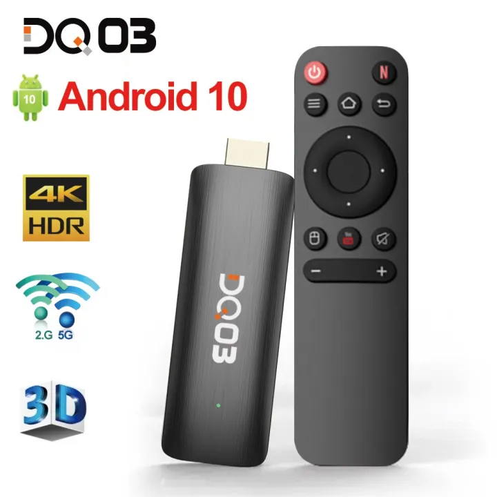 DQ03 Mini TV Stick Android 10 Quad Core ARM Cortex A53 2GB 16GB Support 4K H.265 2.4G 5.8G Wifi Streaming Smart TV Box 1GB 8GB