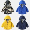 New Retail Children Coat 2021 Autumn Baby Boys Solid Zipper Hooded Coat Kids Outwear Infant Baby Hardshell Jacket.