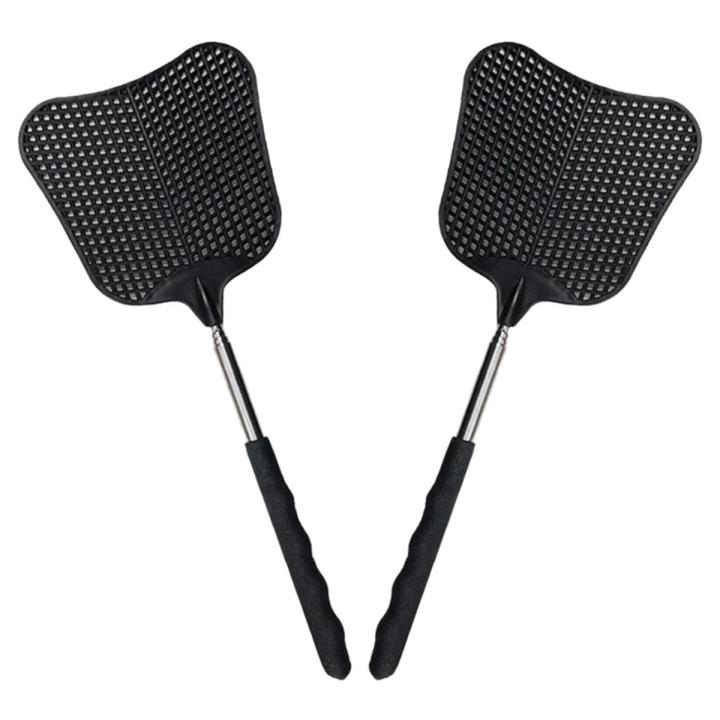 Mosquito and Fly Killing Plastic Fly Swatter Retractable Stainless Steel Rod, Suitable for Indoor and Outdoor Use (2 Pack)