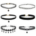 6PCS Women Black Velvet Choker Necklace Girl Lace Choker Tattoo Necklace Pendant. 