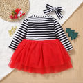 Girls Dress Baby Autumn Clothes Christmas Wholesale Children's Clothes Mesh Skirt Old Man Head Embroidered Striped Princess Skirt. 