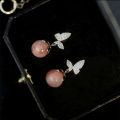 Pink Female Butterfly Earrings Fashion Versatile Korean Temperament Women's Long Earrings Female Cute Drop Earrings for Girls.