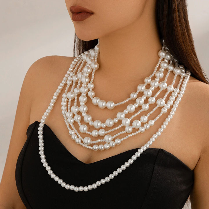 Luxury%20Multilayer%20Imitation%20Pearl%20Choker%20Necklace%20Set%20for%20Women%20Bride%20Beaded%20Necklace%20Wedding%20Jewelry%20Neck%20Accessories%20-%20Image%203