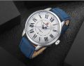 Naviforce Nf9126 - Blue Leather Analog Watch For Men-Blue & Silver - Showcase Elegance Blue Leather Analog Watch For Men By Naviforce.