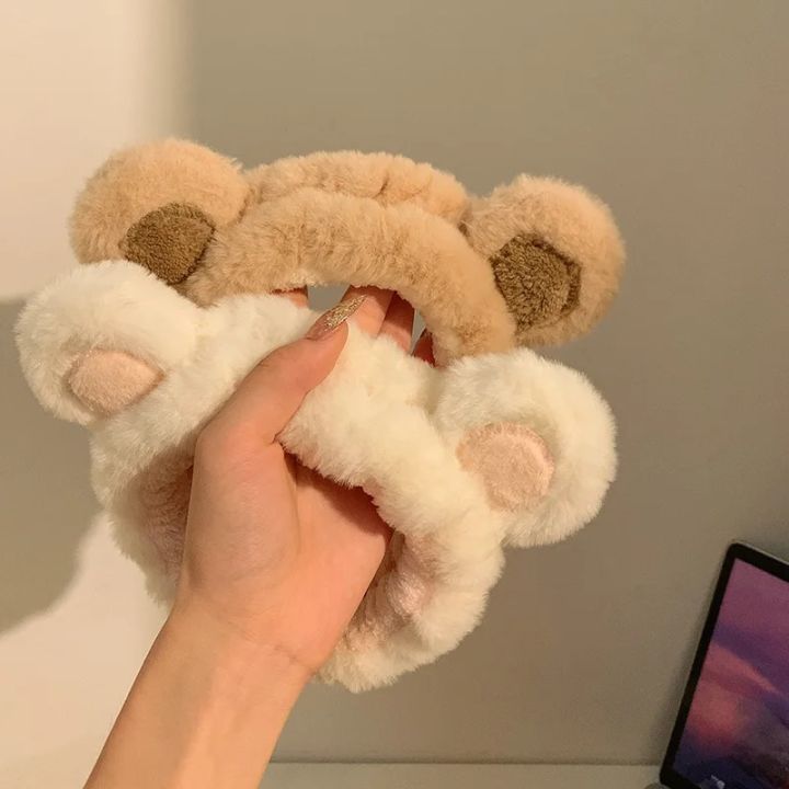 In 2023 The New Sweet and Cute Bear Plush Face Wash Hair Band Female Cartoon Facial Mask Special Headband Four Seasons Gifts