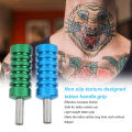 2pcs Aluminum Alloy Grip Prevent Slip Tattoo Handle Grips Green Blue 2.1cm Diameter. 